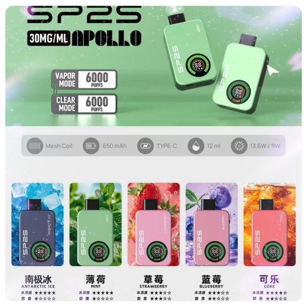 SP2S拋棄式12000口 一次性電子煙 雙模式【有煙+無煙】sp2s電子煙現貨